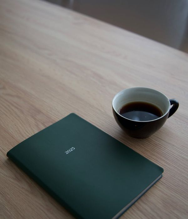 Morning routine setup with journal and productivity tools